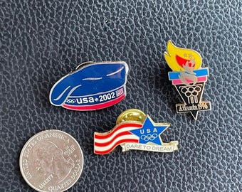 Vintage Team USA Olympic Pin Lot 1996 Atlanta 2002 Salt Lake Beret Dare to Dream
