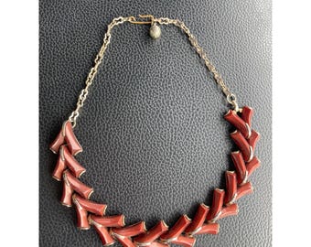 Vintage Trifari Valentino Schokolade Wein Chevron V Halskette Retro1930-50s