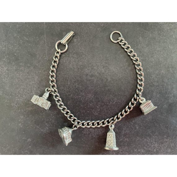 Vintage Delma Charm Bracelet Vacation Travel Washington DC Silver 4 charms