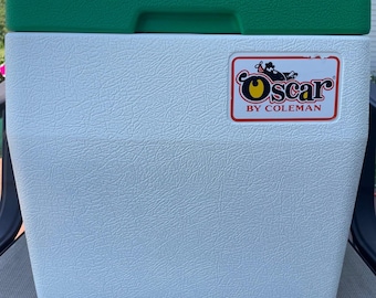 Vintage Coleman Oscar Cooler 5274 White Green 80s Retro Lunch Box Made in USA