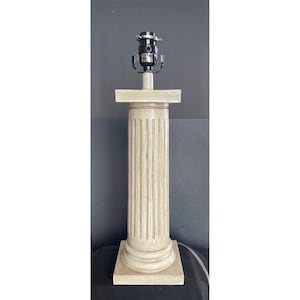 Vintage Neoclassical Fluted Column Table Lamp Cream Greek Roman Pillar Decor
