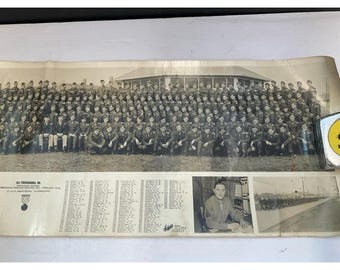 Fotografía panorámica antigua de 1943 del campo de pruebas de Aberdeen de la Segunda Guerra Mundial, Feria de la 5.ª Compañía de Provisionales, 28x10 pulgadas.