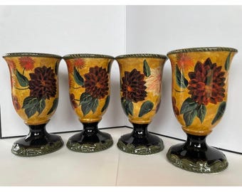 Juego de 4 tazas con pedestal estilo Renacimiento de Raymond Waites - Certificadas internacionalmente, 18 cm (7 pulgadas)