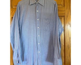 Brooks Brothers 346 lichtblauw effen herenshirt met lange mouwen en button-down 15,5"