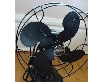 Antiker Emerson Seabreeze Elektro Ventilator 13"Schwarz Industrial Art Deco ARBEITEN!