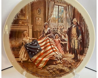 Belcrest Betsy Ross Washington Plate 10.25" Cream Excellent Edward Moran Art