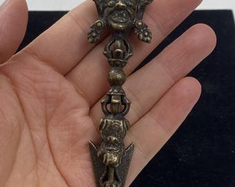 Brass Phurba Pendant Hayagriva Vajra Tibetan Ritual Amulet Protective Charm Necklace