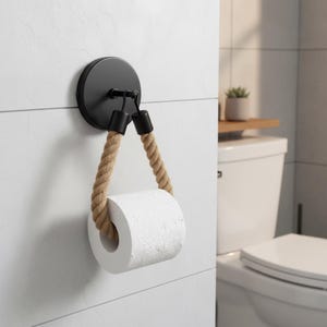 Rope Toilet Paper Holder | Matte Black Bathroom Hardware | Rustic Farmhouse Decor