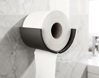Open Front Toilet Paper Holder | Matte Black Wall Mount | Modern Bathroom Accessory