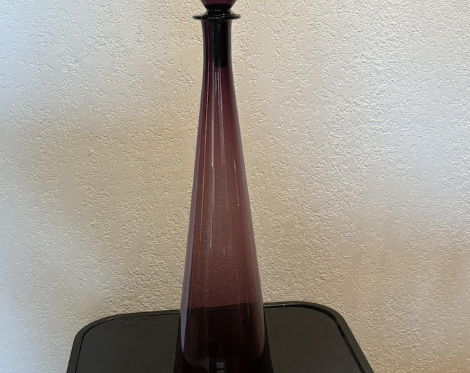 Vintage MCM Empoli Optic Decanter 23 “In Amethyst W/stopper