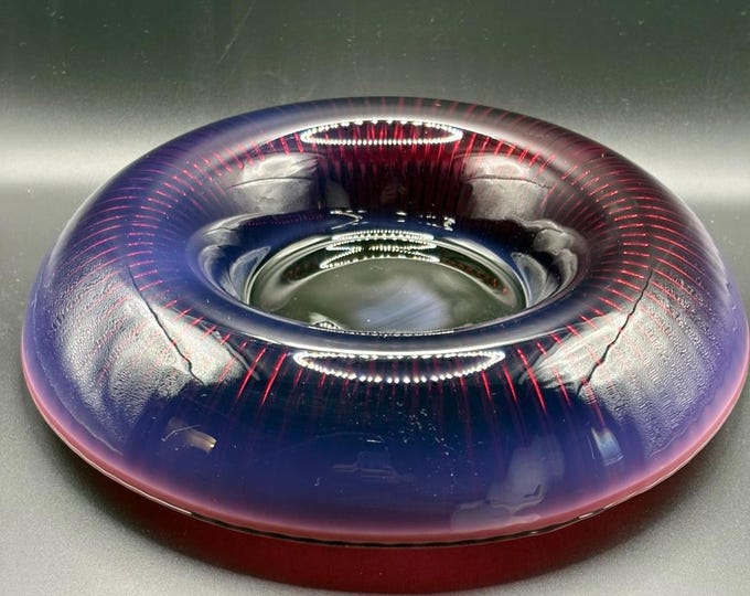 Fenton Plum Opalescent Rolled Rim  Console Dish