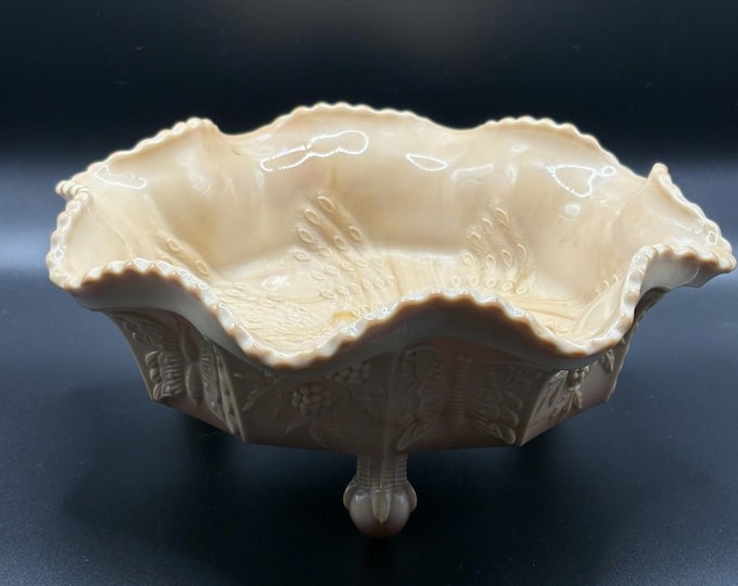 Fenton Chocolate Slag Butterfly And Berry  Bowl