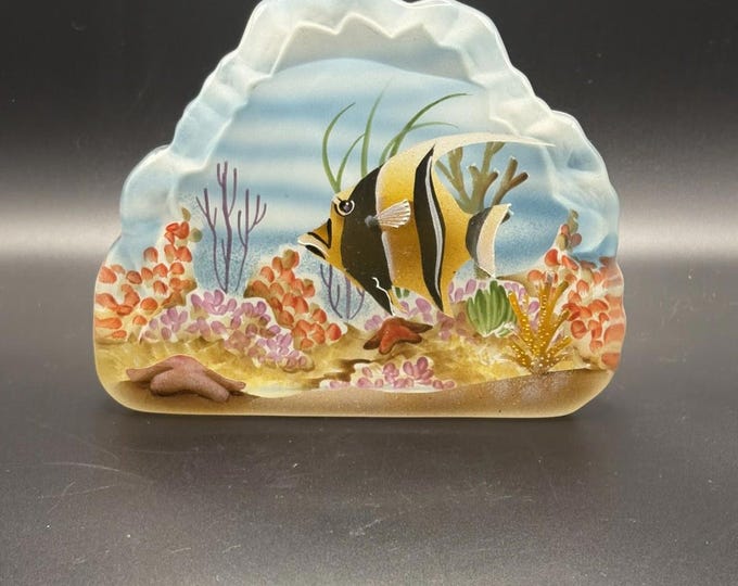 Fenton LE Hand painted Ocean Scenes on Paperweight by Robin Spindler