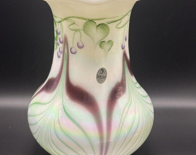 Fenton Glass Fetty Pulled Feather Connoisseur Collection Vase Ltd/ Signed
