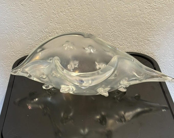 Large Lucio Zanetti Signed Murano Iridescent Glass Conch Shell