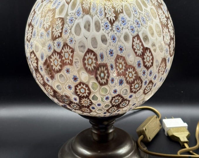 Millefiori Glass On Metal Base Lamp
