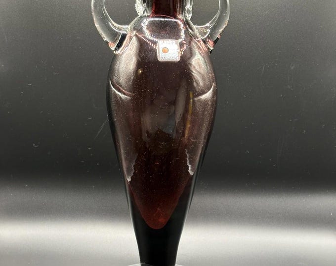 Blenko Amethyst 9622 Base Clear Base & Applied Handles