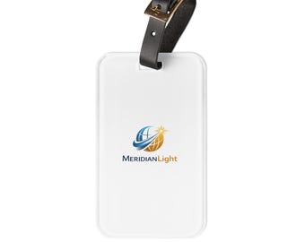 Etiqueta de equipaje acrílica con correa de cuero y ranura para tarjetas de presentación