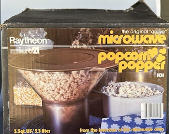 Vintage Raytheon Micro 21 Microwave Popcorn Popper, Model 101, Retro Kitchen Appliance