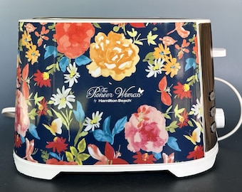 VTG Pioneer Woman 2 Slice Toaster Floral Navy Kitchen Cottagecore Hamilton Beach