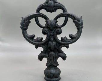 Cast Iron Fleur de Lis Fence Finial Black Ornate Architectural Piece