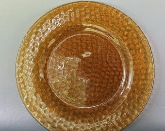 Plato de ensalada de cristal ámbar con diseño de panal de abeja de Winterthur, estilo vintage, descatalogado, 8 MCM.