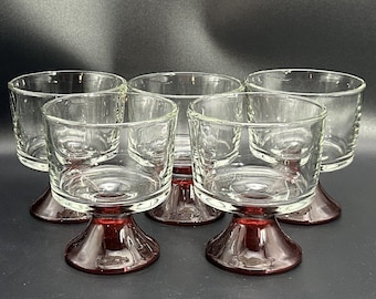 Ensemble de 5 coupes à dessert vintage Anchor Hocking Presence rouge rubis sur pied