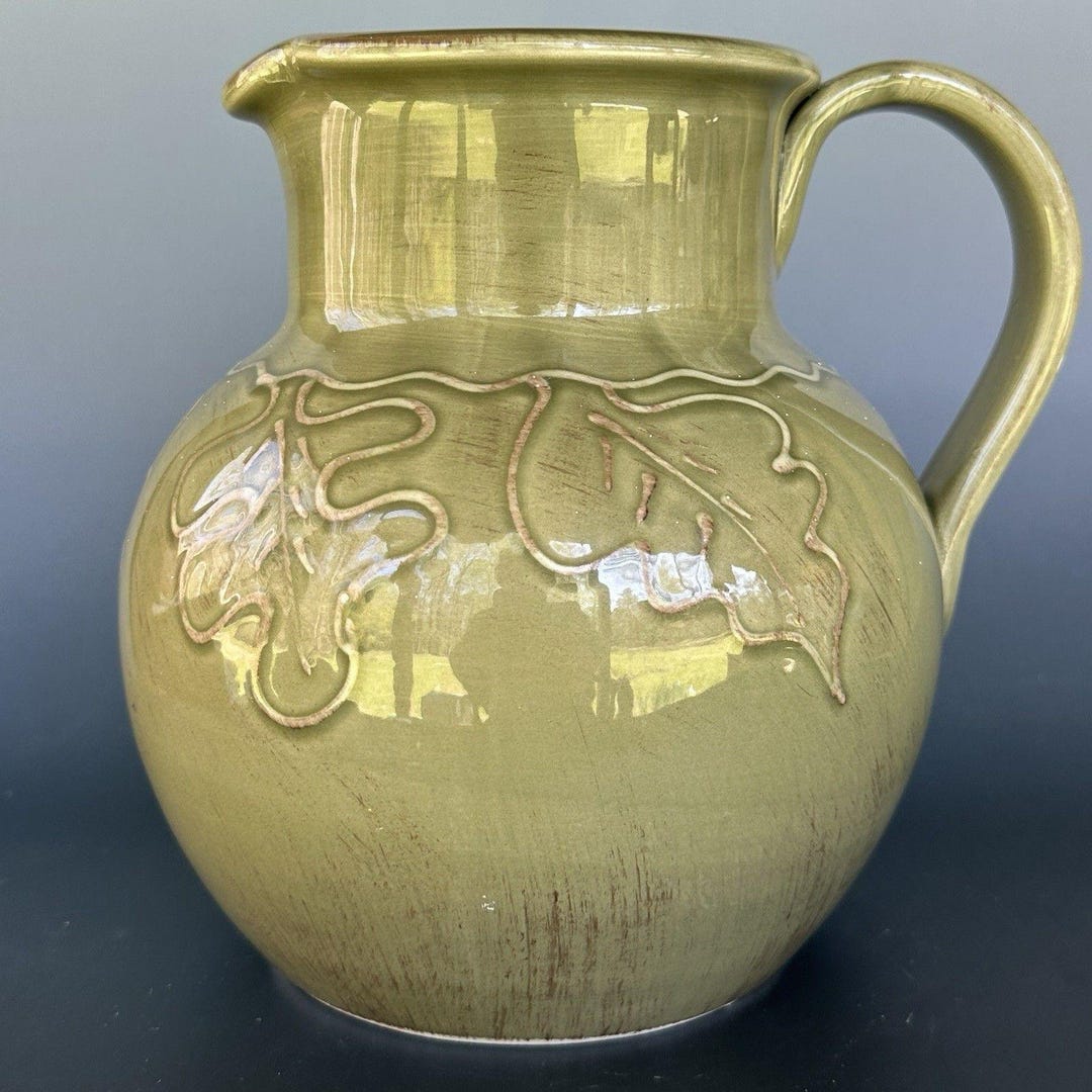 Hand Painted Ceramic Pitcher Italian Pottery Green Jug Rustic Decor - Etsy