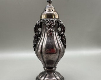Salero y pimentero vintage Wallace Baroque plateado, de repuesto ornamentado 5