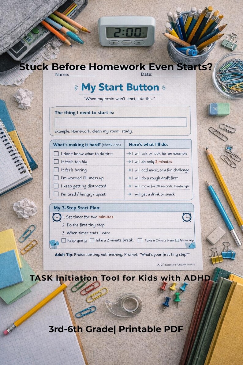 Help Kids Start Homework| ADHD Task Initiation Tool for Kids ...