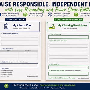 Kids Chore Plan & Cleaning Breakdown Toolkit | Responsibility, Independence (Printable Download)