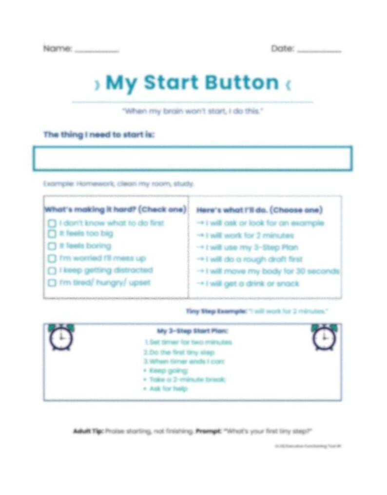 ADHD Executive Function Toolkit for Kids | Task Initiation Tool, Focus ...