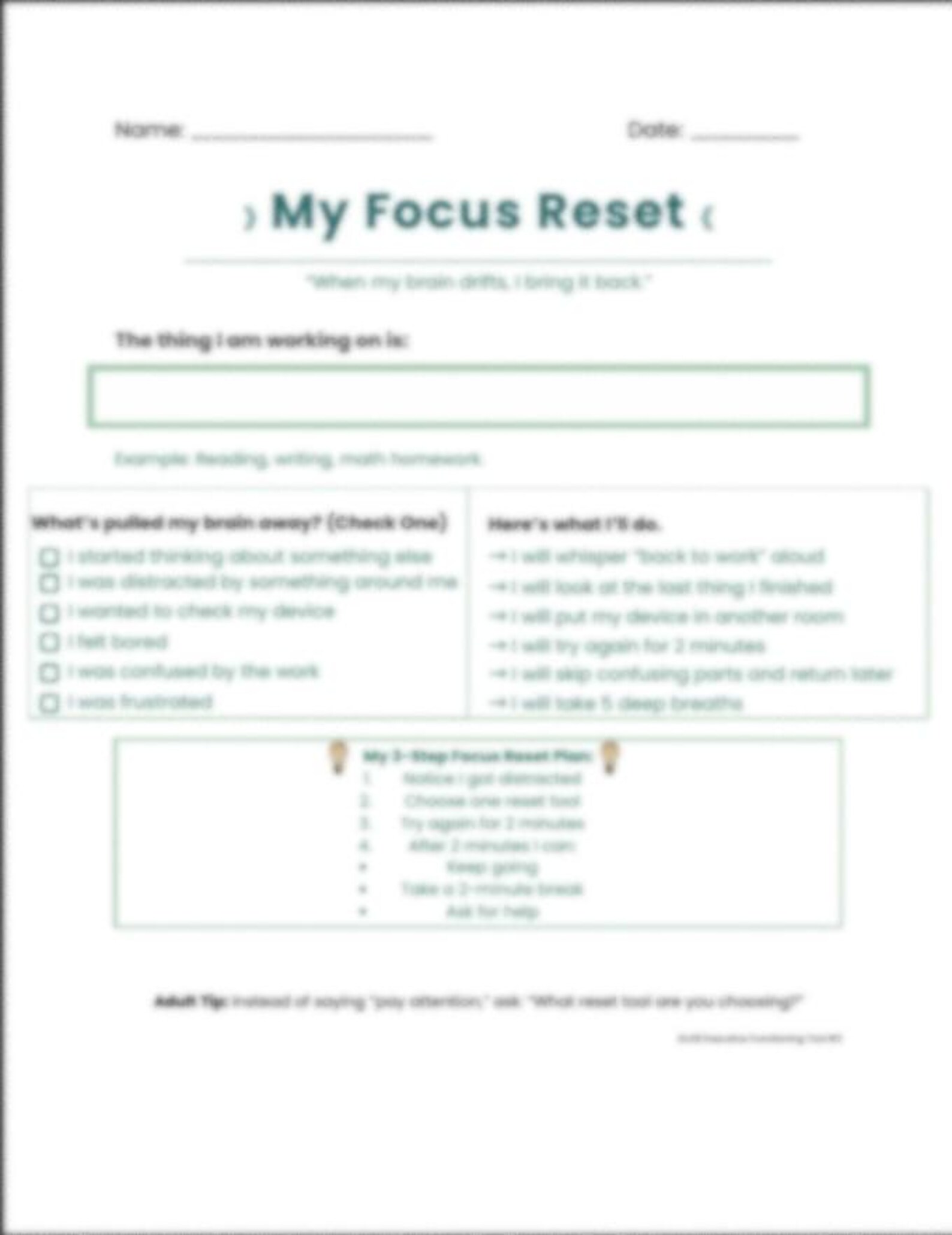 ADHD Executive Function Toolkit for Kids | Task Initiation Tool, Focus ...