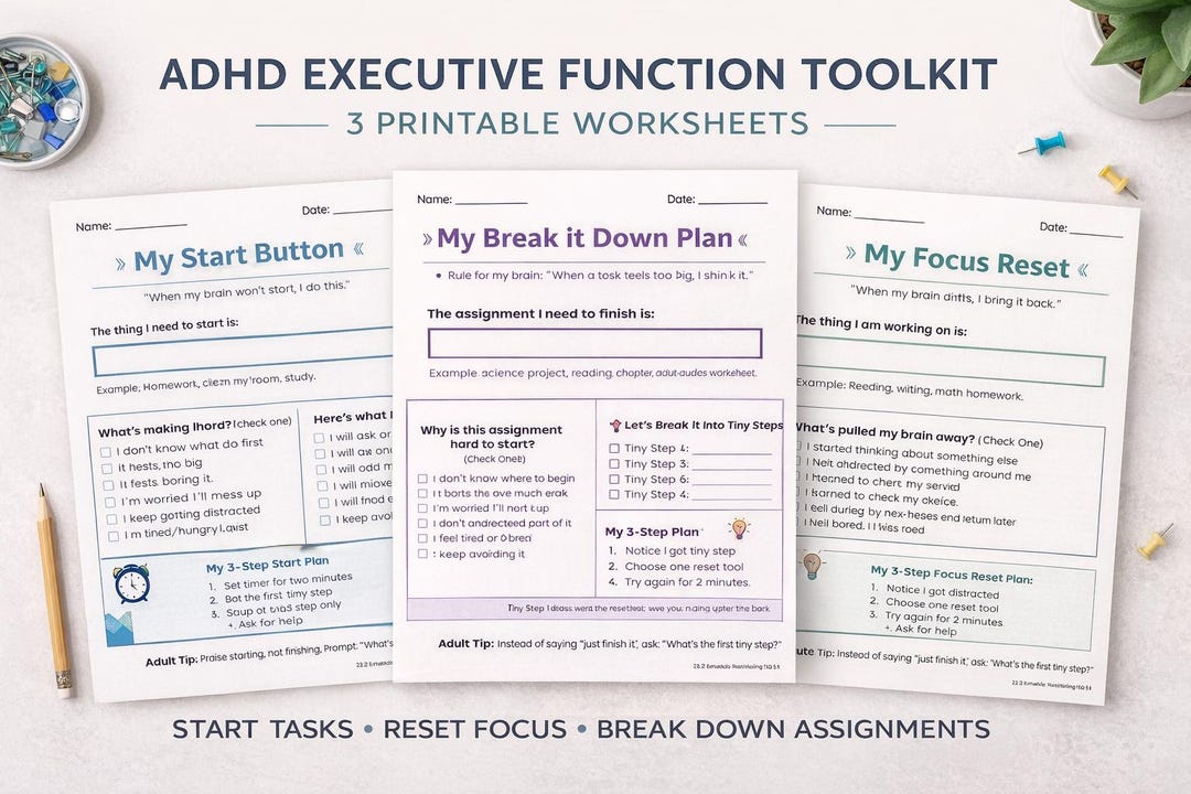 ADHD Executive Function Toolkit for Kids | Task Initiation Tool, Focus ...
