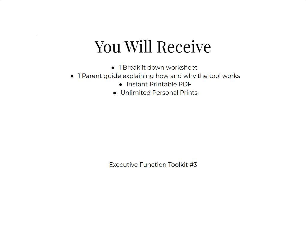 ADHD Task Breakdown Tool for Kids | Executive Function Worksheet ...