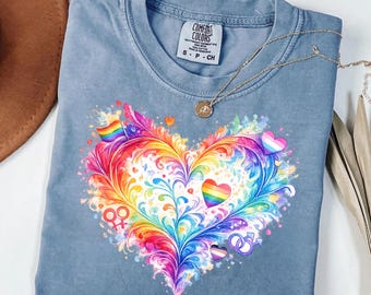 LGBTQ Pride Shirt, Rainbow Heart Tee, Gay Love Gift Tshirt, Queer Ally Shirt, Inclusive Support Tee, Trans Unity Tee, Lesbian Rights Shirt