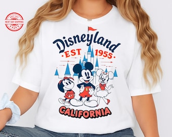 Chemise rétro Disneyland Californie, chemise Disneyland Est 1955, t-shirt Mickey et ses amis, t-shirt vacances Disney, chemise Walt Disney World