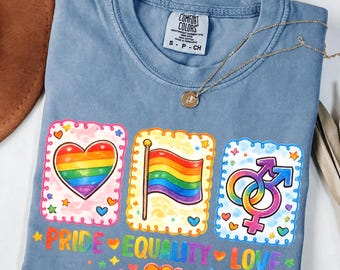 Pride Equality Love Shirt, LGBTQ Rainbow Tee, Gay Rights Gift Tee, Inclusive Support Pride Month Tee, Equality Symbol Tshirt, Ally Pride Tee