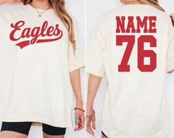 Camiseta personalizada de doble cara Comfort Colors® con la mascota de la escuela, camiseta para mostrar el espíritu escolar, camiseta de regalo con la mascota del equipo, ropa para el día del partido, regalo deportivo, camiseta para el día del partido