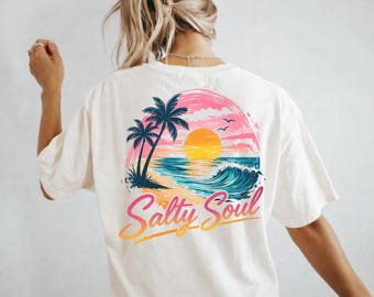 Salty Soul Summer Comfort Colors® Shirt | Summer Vacation Tee Tshirt | Retro Graphic Summer Shirt | Vintage Beach Shirt Vibes Holiday Trip