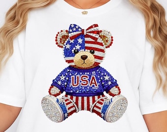 Comfort Colors Patriotic Bear Shirt, USA Flag Teddy Tee, American Independence Tee, Fourth Of July Tee, Red White Blue Shirt, 250 Years Tee
