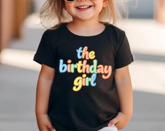 La chemise fille d'anniversaire, t-shirt anniversaire néon, t-shirt fête rétro, t-shirt tenue d'anniversaire mignon, chemise phosphorescente colorée, t-shirt anniversaire amusant, cadeau pour elle