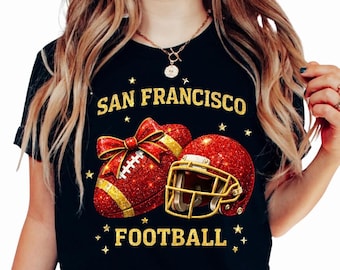 San Francisco Football Shirt Valentine Heart Graphic Tee Red Gold Glitter Helmet Gift Fan Lover Cute Game Day Outfit Unisex T Shirt Design