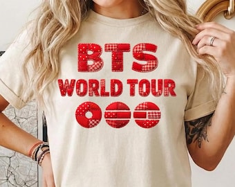 Camiseta Patchwork del Concierto 2026 de la Gira Mundial de BTS, Regalo para Fans del Ejército, Camiseta del Regreso de Bangtan, Merchandising, Camiseta Kpop del Ejército, Arirang para Fans del Kpop