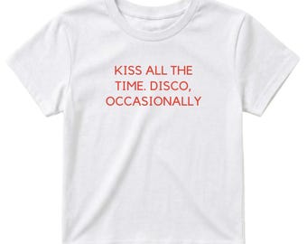 Kiss All The Time Shirt Disco Occasionally Baby Tee Harry Inspired Album Tour Concert Fan Gift Retro Music Group Lover Graphic Top Casual