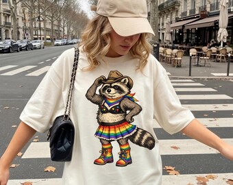 LGBTQ Raccoon Shirt, Pride Cowboy Tee, Rainbow Ally Tshirt, Queer Gift Shirt, Love Wins Tee, Pride Month Tshirt, Inclusive Rodeo Fun Tee