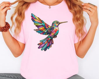Comfort Colors® Floral Hummingbird Shirt, Animal Lover Tee, Bird T Shirts, Trendy Tee, Gift For Her, Bird Lover T-Shirt, Spring Birds Tee