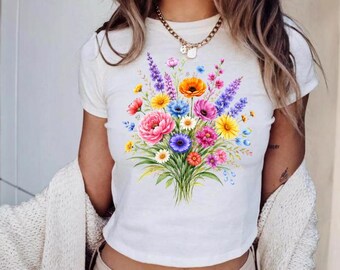 Wildflower Bouquet Shirt, Floral Gift Tee, Flower Garden Shirt, Botanical Tshirt, Cottagecore Tee, Daisy Meadow Shirt, Bloom Lover Tee