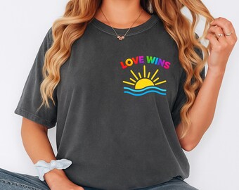 Love Wins Shirt, LGBTQ Pride Tee, Rainbow Gift Shirt, Equality Support Tshirt, Queer Ally Tee, Inclusive Sunset Shirt, Trans Gay Shirt