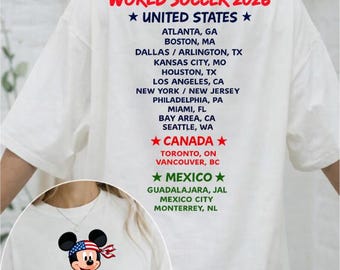Comfort Colors World Soccer 2026 Shirt, USA Soccer Fan Tee, Cartoon Mickey Mouse Tshirt, American Game Day Shirt, Host Cities Football Tee